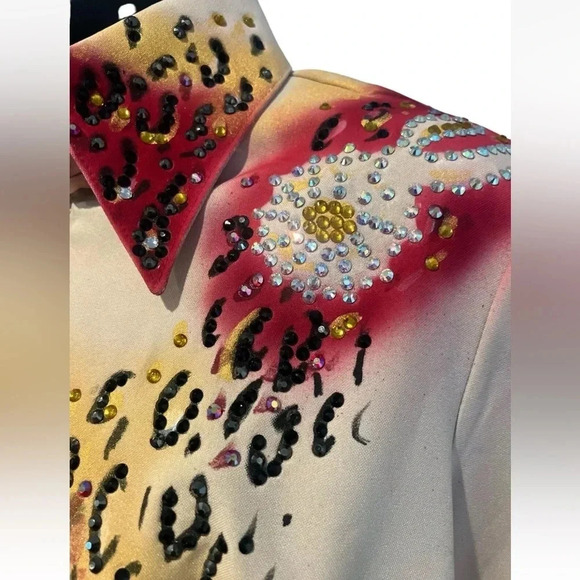 HOBBY HORSE SHOW SHIRT JACKET SHOWMANSHIP‎ UNIQUE WESTERN CRYSTALS - Picture 6 of 12